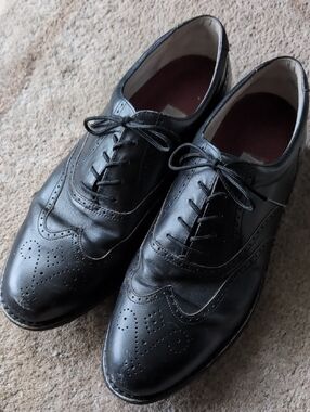 Rockport Black Leather Wingtip Oxfords, Vibram Sole